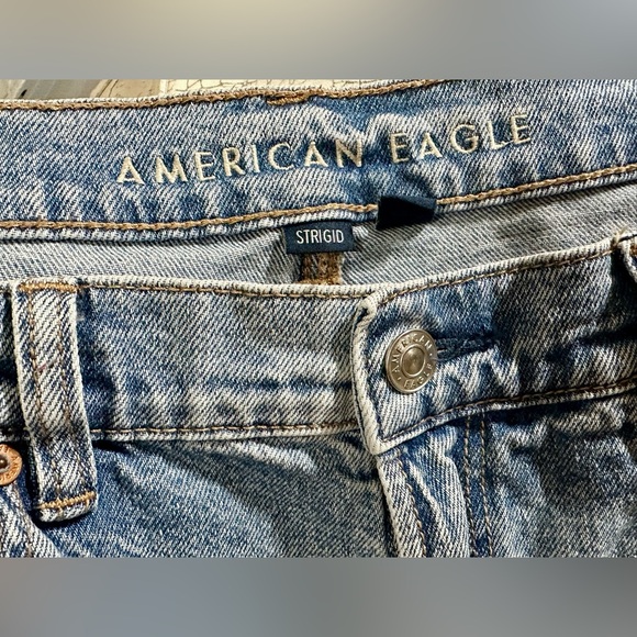 AMERICAN EAGLE highest rise ripped baggy straight jeans size 14 distressed - Picture 12 of 16